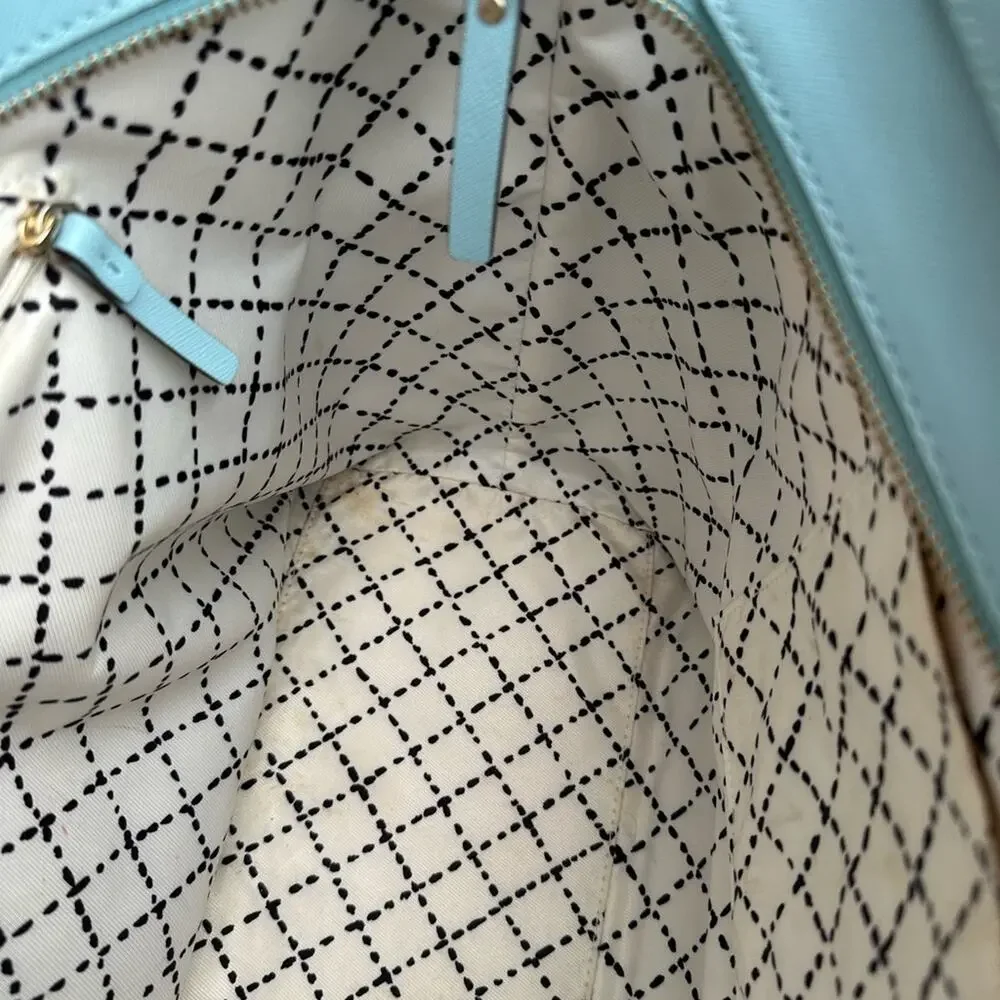 Kate Spade New York Light Blue Baby Blue Large Tote Handbag GUC